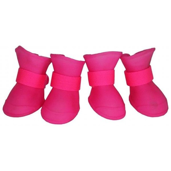 Petpurifiers Elastic Protective Multi-Usage All-Terrain Rubberized Dog Shoes; Pink - Medium PE117211